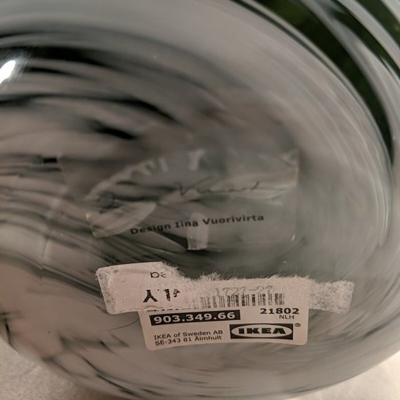 Ikea Iina Vuorivirta Large Almhult Fused Glass Swirl Vase Green White 10.5" - Picture 8 of 10